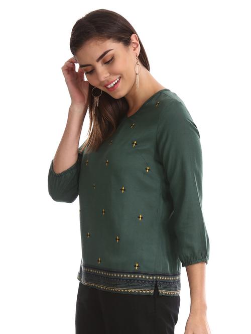 v-neck embroidered detail top  - 17935867 - Very Small Image - 1