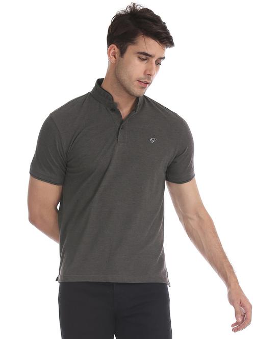 black solid polo t-shirt - 17936086 - Very Small Image - 1