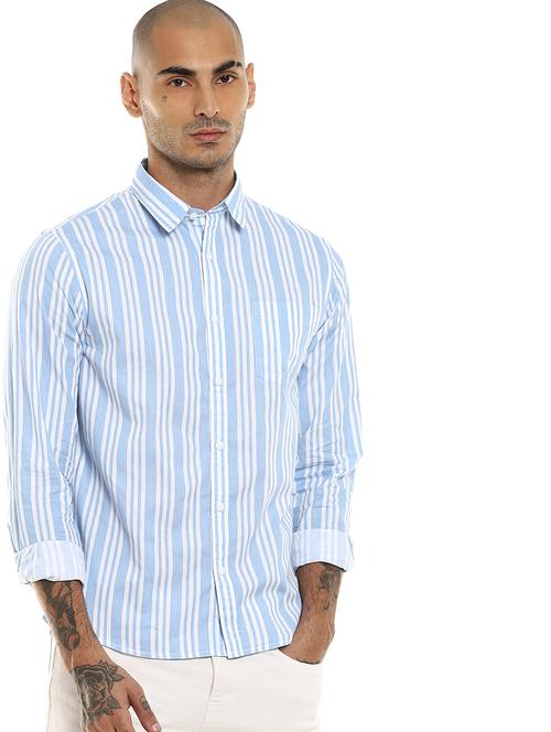 blue striped casual shirt - 17936411 - Very Small Image - 1