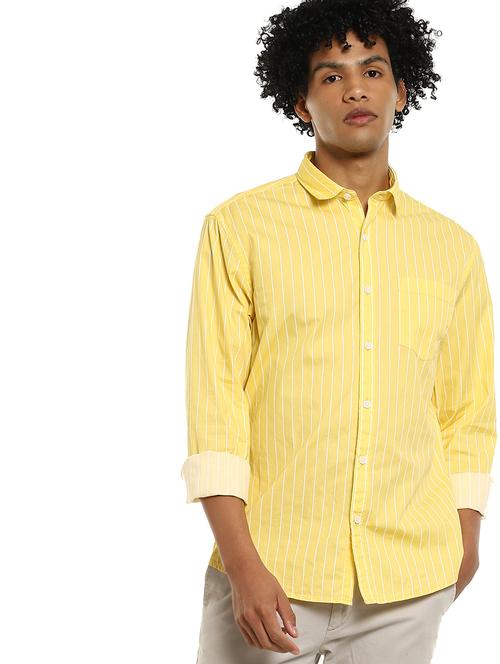 yellow striped casual shirt - 17936427 - Very Small Image - 1