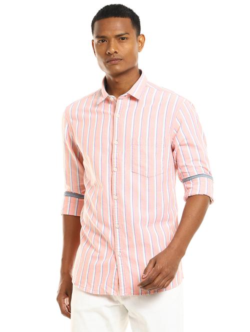 pink striped casual shirt - 17936439 - Very Small Image - 1