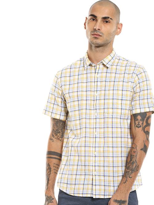 yellow checkered casual shirt - 17936447 - Very Small Image - 1