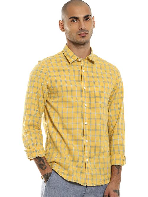yellow checkered casual shirt - 17936747 - Very Small Image - 1
