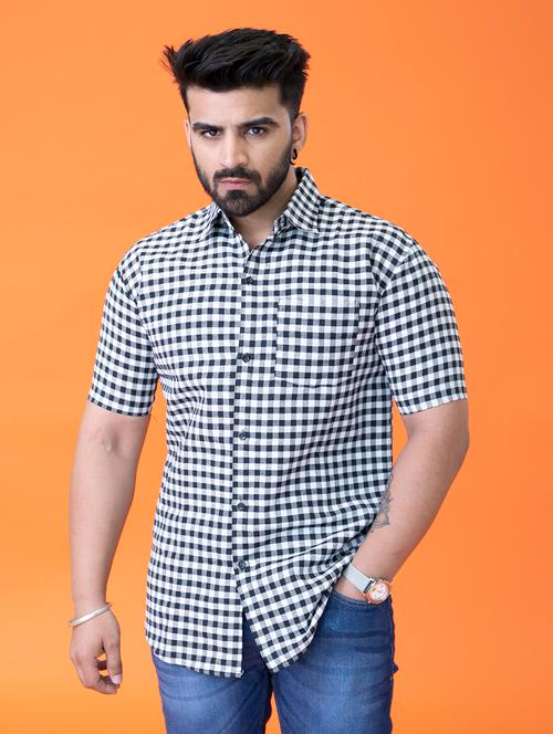 men black regular fit checkered casual shirt - 17937644 - Very Small Image - 1