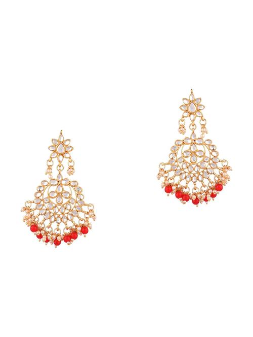 red kundan crystal chandellier earring - 17937749 - Very Small Image - 1