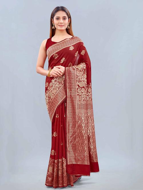 zari work banarasi saree with blouse - 17947778 - Very Small Image - 1