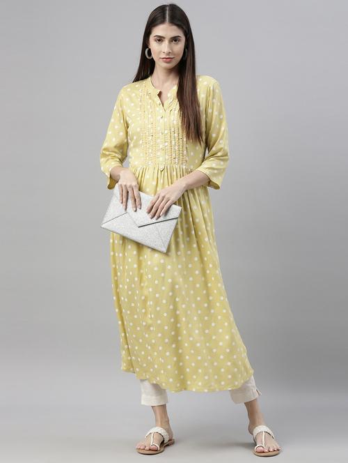 polka dot pintucks flared kurta - 17948162 - Very Small Image - 1