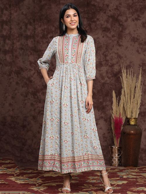 printed flared ethnic dress - 17948331 - Very Small Image - 1