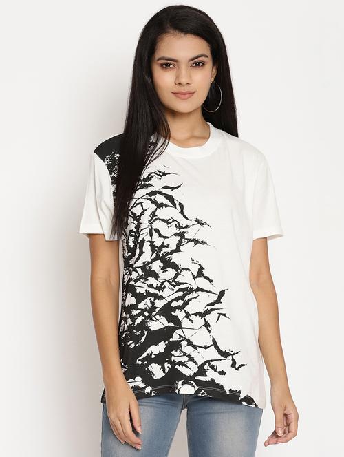 women's front print crew neck t-shirt - 17949341 - Very Small Image - 1