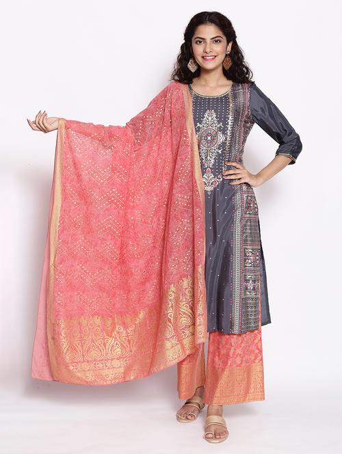 pink polyester dupatta - 17949988 - Very Small Image - 1