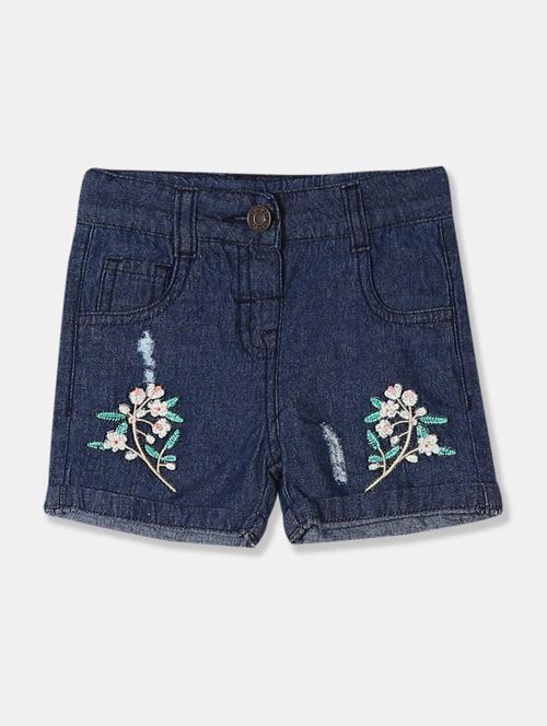 blue embroidered shorts  - 17951252 - Very Small Image - 1