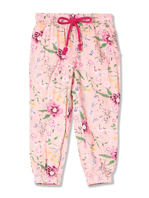 pink printed casual trouser with drawstring - 17951355 - Very Small Image - 1