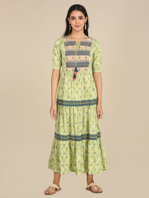 tie up neck printed maxi dress - 17951506 - Very Small Image - 1