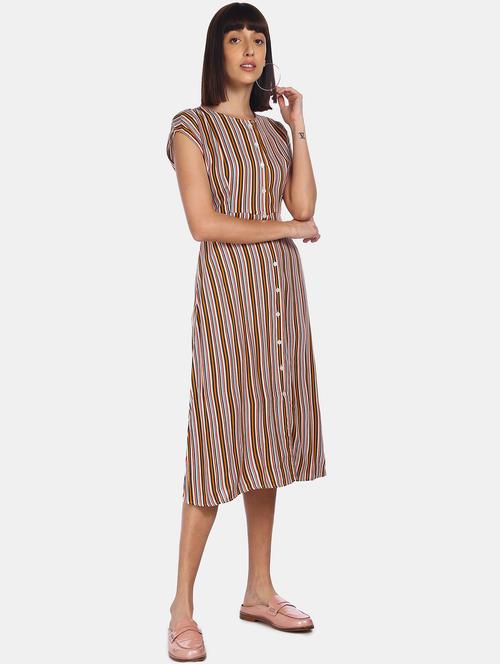 round neck striped a-line  dress - 17951546 - Very Small Image - 1