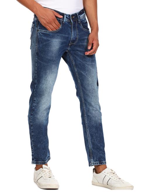 blue light washed patched denim jeans - 17951644 - Very Small Image - 1