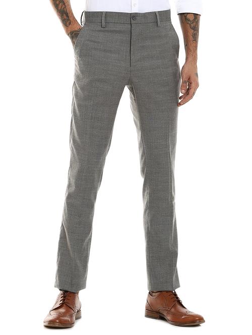 grey checkered flat front formal trouser  - 17951818 - Very Small Image - 1