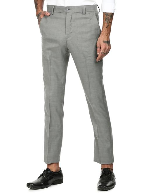 grey checkered flat front formal trouser  - 17951819 - Very Small Image - 1