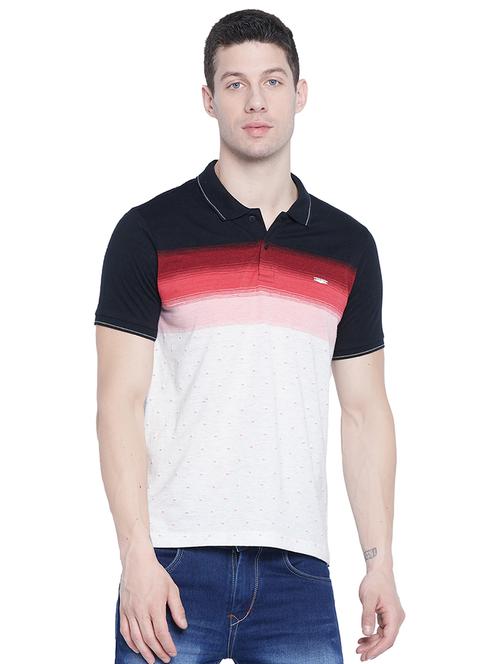 navy blue colorblock polo t-shirt - 17952787 - Very Small Image - 1