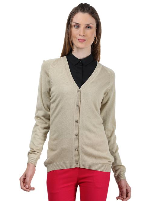 v- neck solid cardigan - 17952971 - Very Small Image - 1