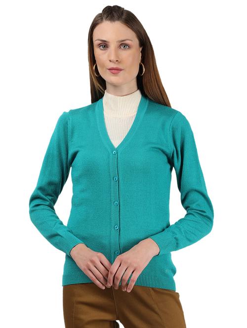 v- neck solid cardigan - 17952982 - Very Small Image - 1