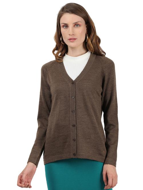 v neck solid cardigan - 17953040 - Very Small Image - 1