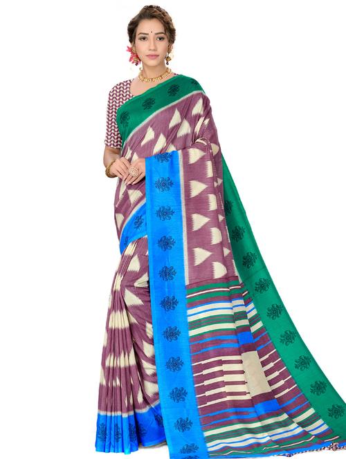 ikat printed saree with blouse - 17953921 - Very Small Image - 1