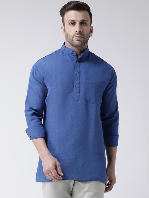 blue solid short kurta - 17956364 - Very Small Image - 1