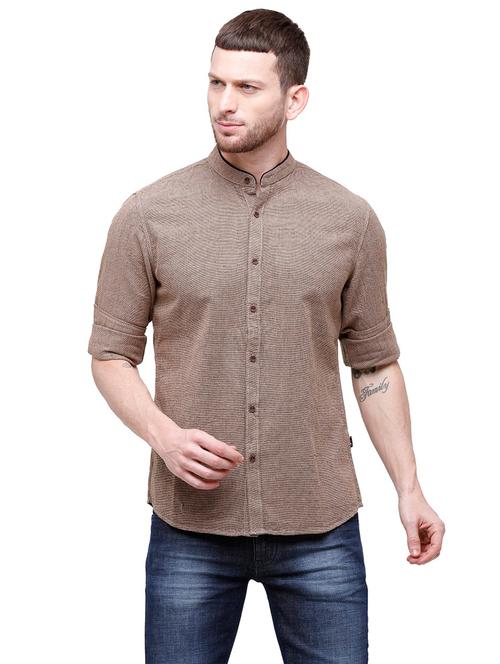 beige self design casual shirt - 17956417 - Very Small Image - 1