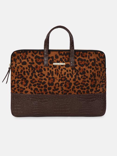 brown leatherette (pu) regular laptop bag - 17957071 - Very Small Image - 1