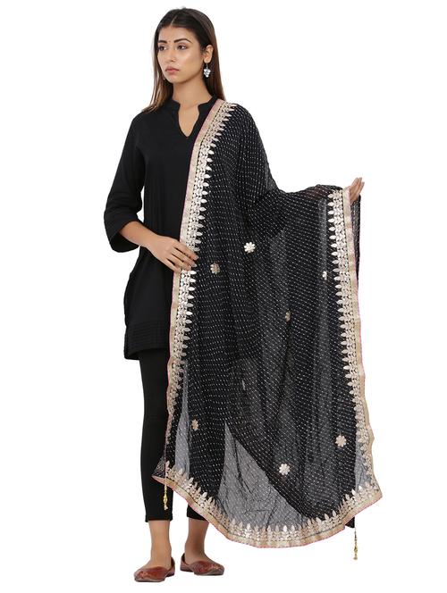 black gota patti printed dupatta - 17958288 - Very Small Image - 1