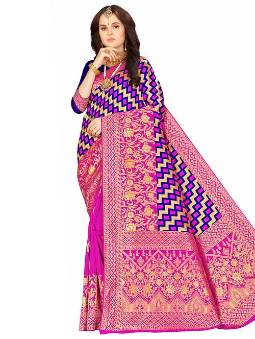 jacquard work woven saree with blouse - 17958891 - Very Small Image - 1