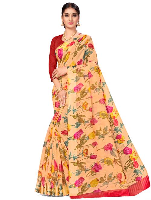 floral printed saree with blouse - 17958960 - Very Small Image - 1