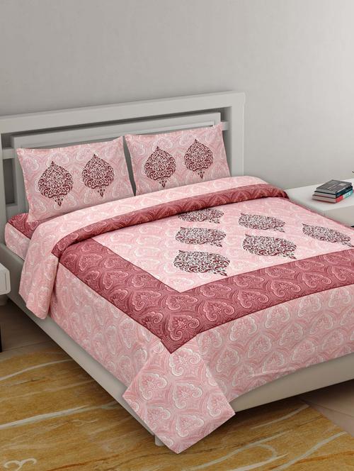 classic tradition pink pure cotton king size bedsheet - 17959248 - Very Small Image - 1