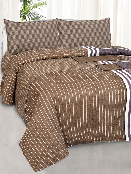 jaipurfabric bedsheet jaipur fabric classic trendy multi design brown cotton double bedsheet - 17959426 - Very Small Image - 1