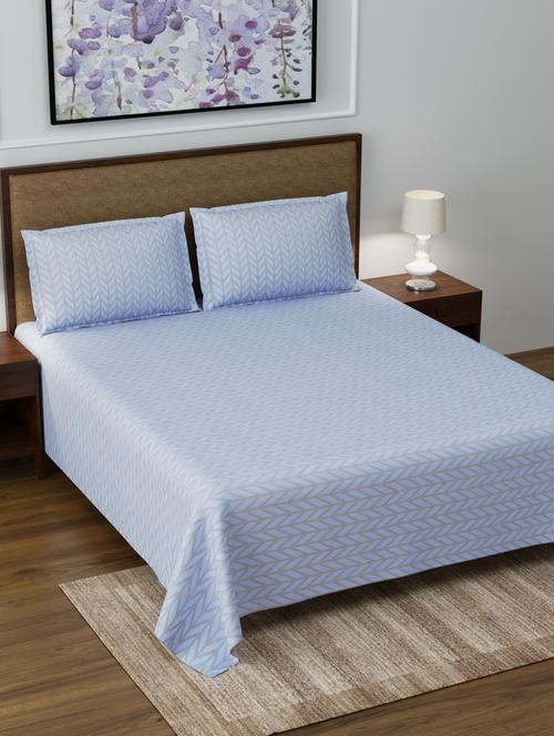 jaipurfabric bedsheet sky blue super soft double bedsheet - 17959450 - Very Small Image - 1