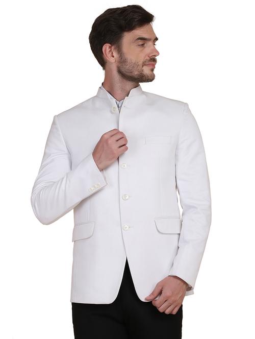 white solid bandhgala - 17960228 - Very Small Image - 1