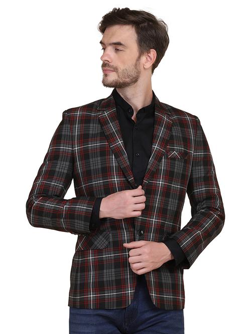 black checkered single breasted formal blazer - 17960229 - Very Small Image - 1