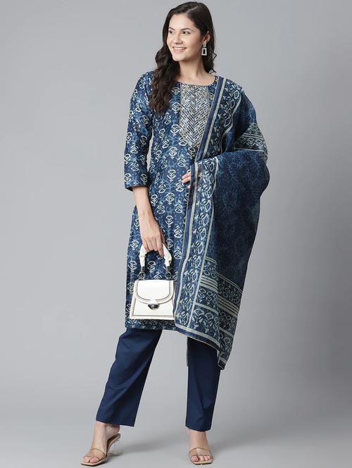 printed unstitched suit set - 17960608 - Very Small Image - 1