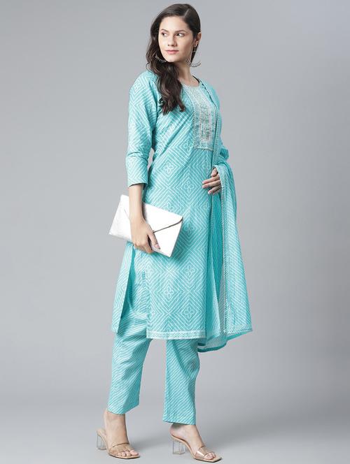 printed unstitched suit set - 17960616 - Very Small Image - 1