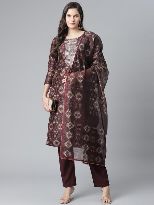 printed unstitched suit set - 17960620 - Very Small Image - 1