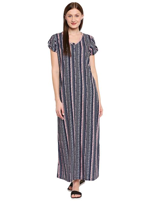 v-neck striped nighty  - 17961385 - Very Small Image - 1