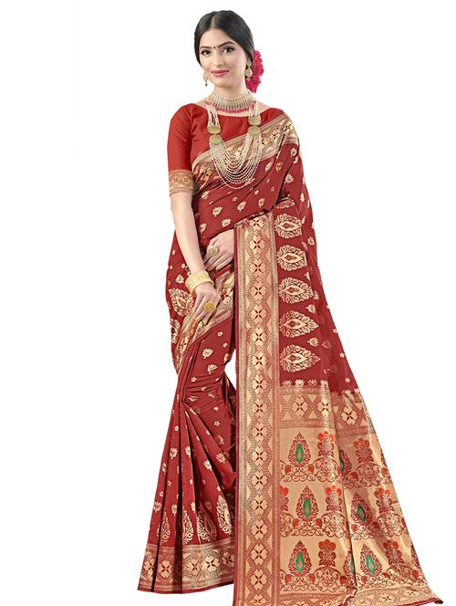 jacquard work woven saree with blouse - 17962235 - Very Small Image - 1