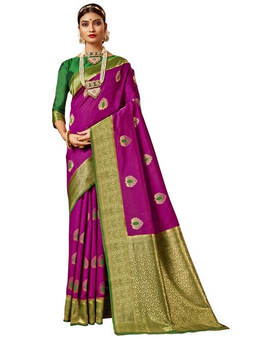 jacquard work woven saree with blouse - 17962604 - Very Small Image - 1