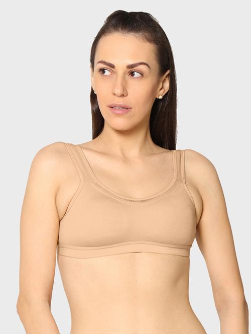 beige solid sports bra - 17963243 - Very Small Image - 1