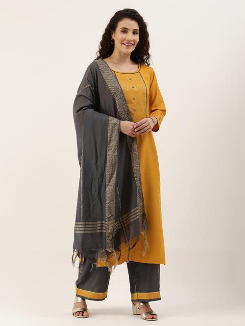 gota patti unstitched suit set - 17965000 - Very Small Image - 1