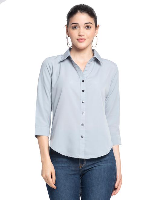 curved hem solid shirt  - 17965407 - Very Small Image - 1