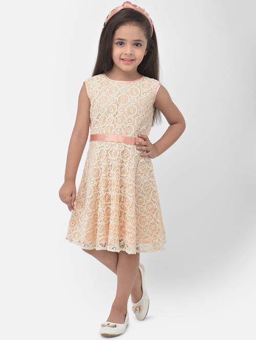 cream laced frock - 17968702 - Very Small Image - 1