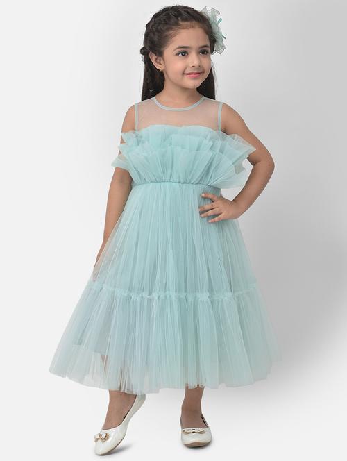 turquoise blue net frock - 17968710 - Very Small Image - 1