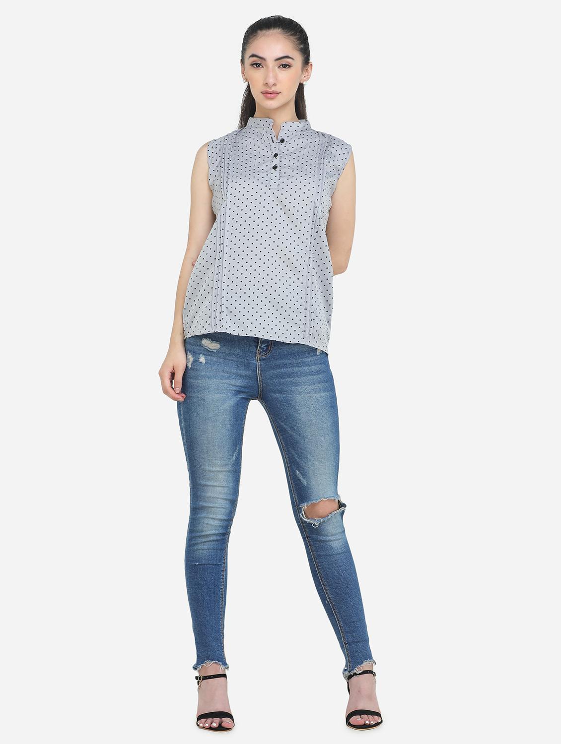women's straight mandarin neck top - 17969216 - Zoom Image - 4