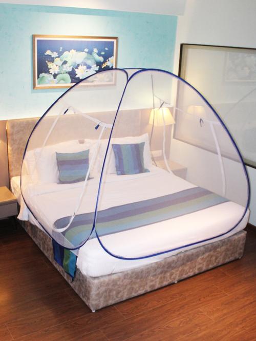 blue mosquito net foldable double bed net king size - 17969850 - Very Small Image - 1